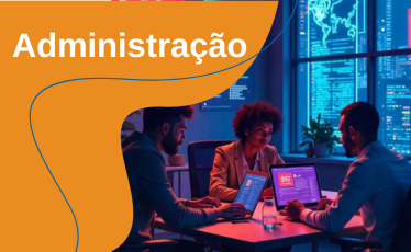 Ilustração de gráficos e dados, representando o curso de Administração e Negócios.