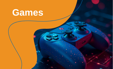 Ilustração de um controle de videogame, representando o curso de Games e Tecnologia.