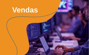 Ilustração de duas pessoas em negociação, representando o curso de Vendas e Atendimento.