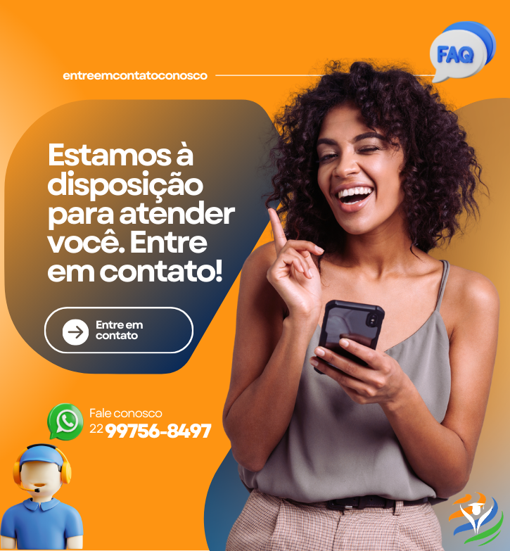 Ilustração de uma mão segurando um smartphone, com ícones de contato